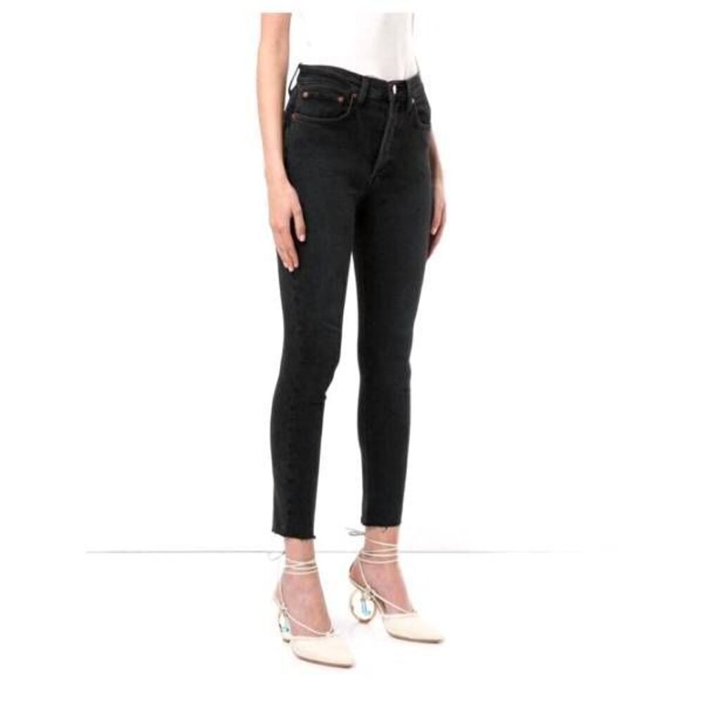 RE/DONE high rise ankle crop jeans in faded black sz 27